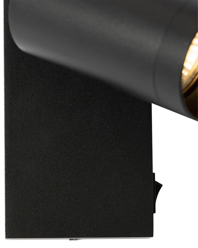 Candeeiro de parede moderno preto ajustável com interruptor - Jeana Luxe Moderno