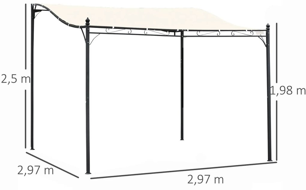Pérgola de Jardim 3x3m Pérgola Montada na Parede com Toldo e 16 Orifíc