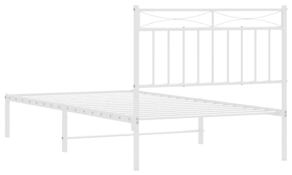 Estrutura de cama com cabeceira 100x190 cm metal branco