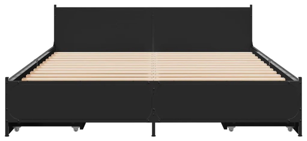 Estrutura de cama c/ gavetas 150x200 cm derivados madeira preto