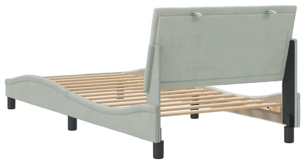 Estrutura de cama sem colchão 100x200 cm veludo cinzento-claro