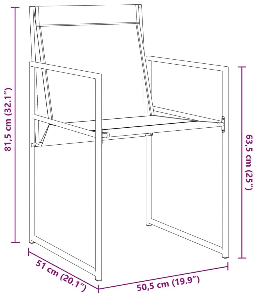 Cadeiras de jardim 4 pcs aço e textilene preto