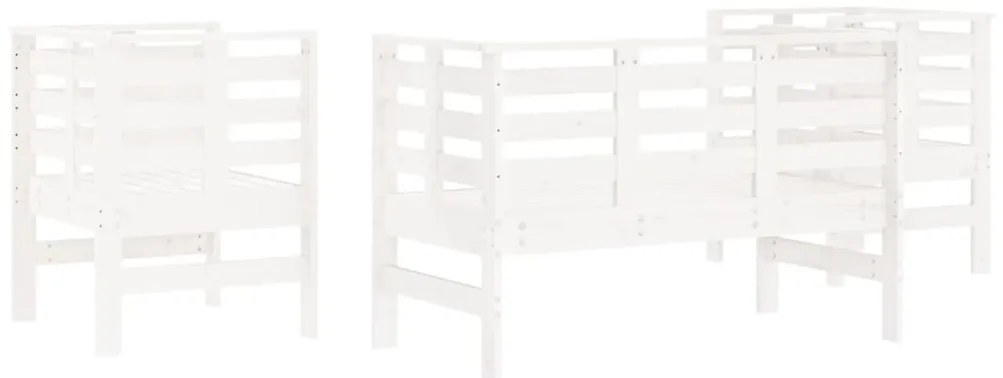 3 pcs conjunto lounge de jardim madeira de pinho maciça branco