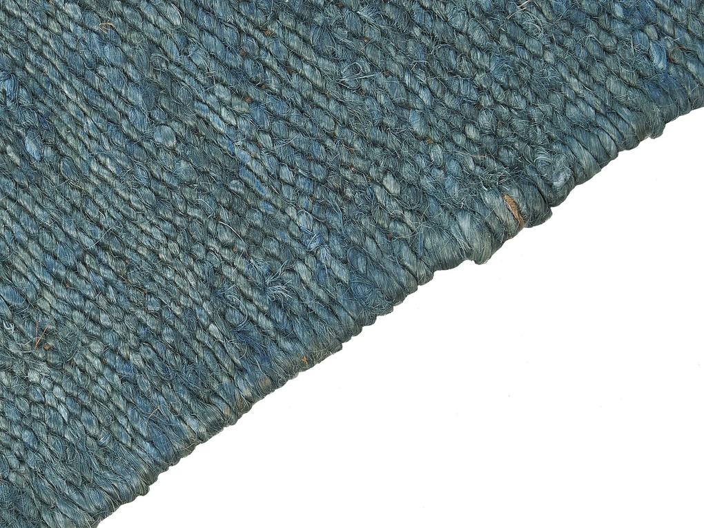 Tapete de juta azul turquesa e castanho 80 x 150 cm LUNIA Beliani