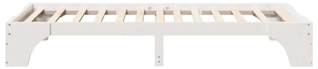 Cama Branca 75x190 cm de Madeira de Pinheiro da