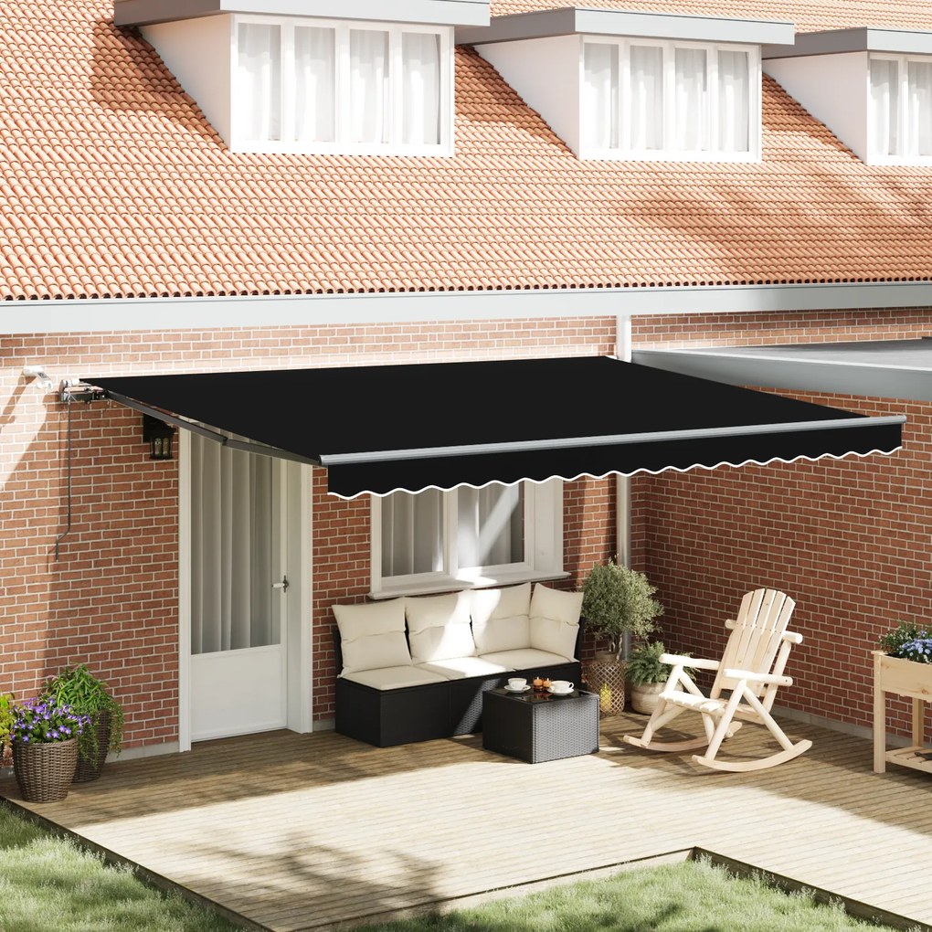 Toldo Retrátil Automático vidaXL com LED Preto 450x300 cm