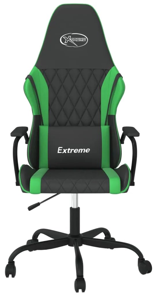 Cadeira gaming massagens couro artificial preto e verde