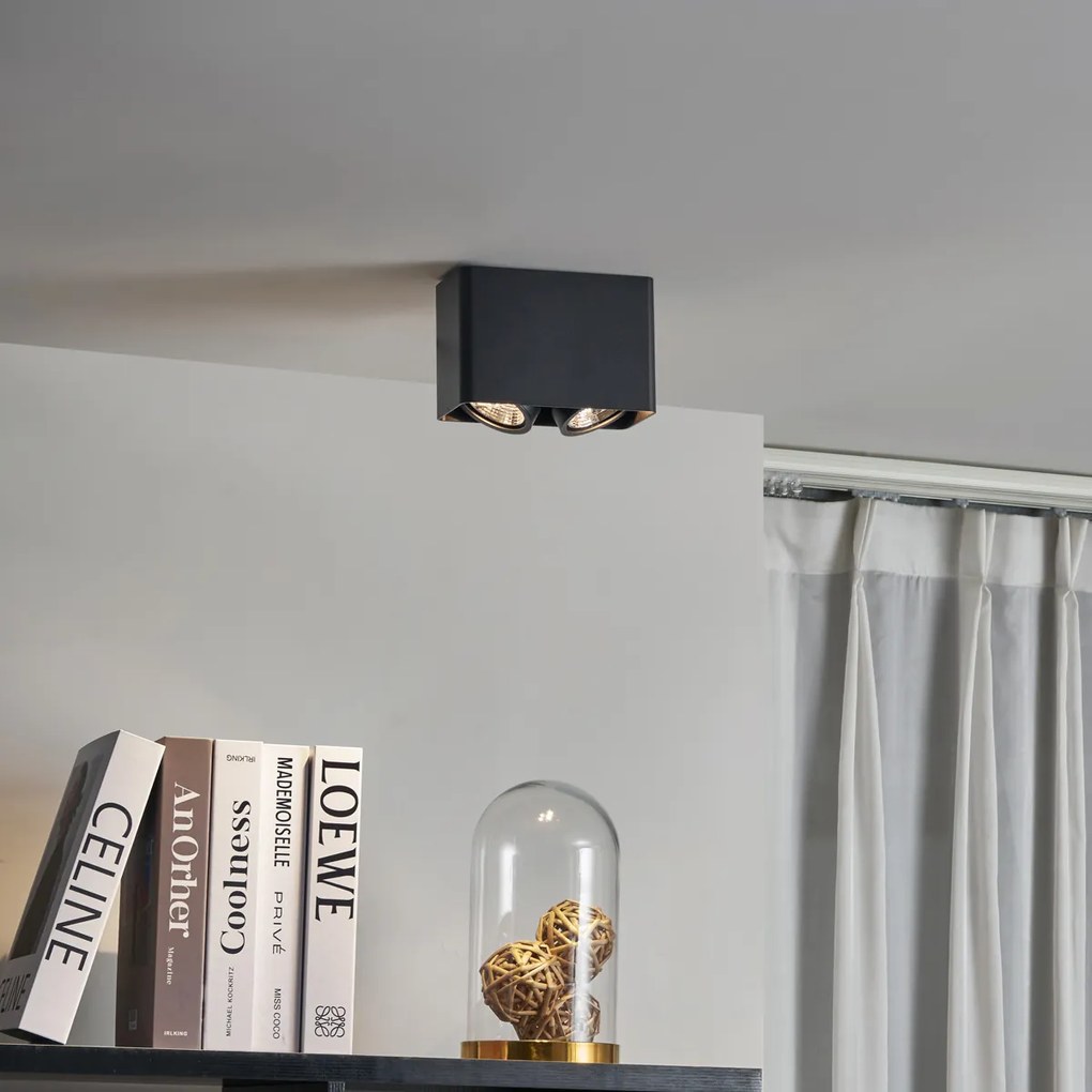 Foco de superfície de design preto GU10 70mm 2-luzes giratório e inclinável - Vox