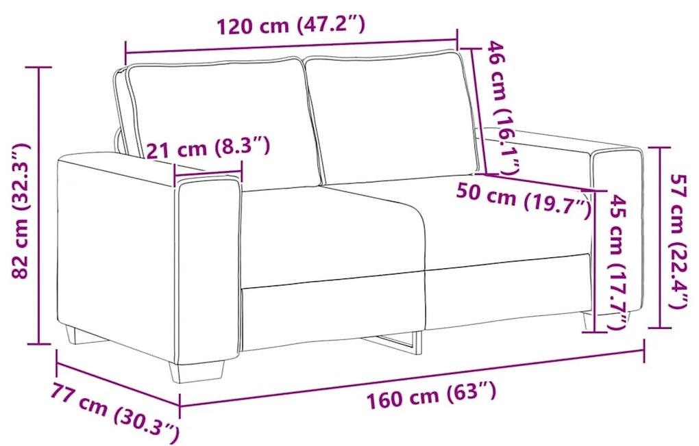 Sofá de 2 lugares 120 cm tecido verde-escuro