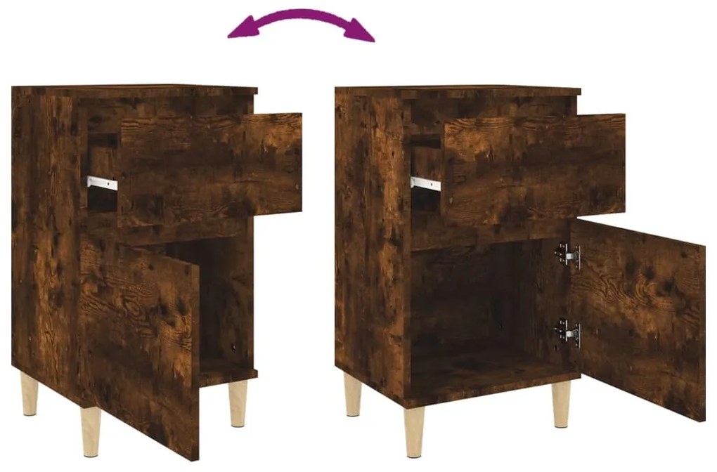 Mesa de cabeceira 40x35x70 cm cor carvalho fumado