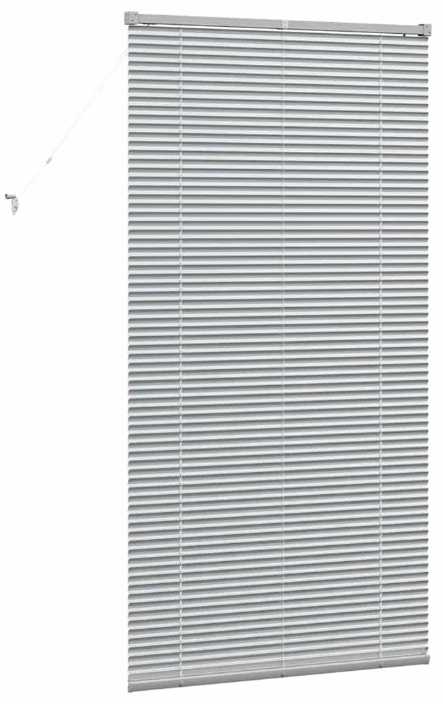 Persiana de Janela com cortinas Manual Prata 85 x 175 cm Alumínio