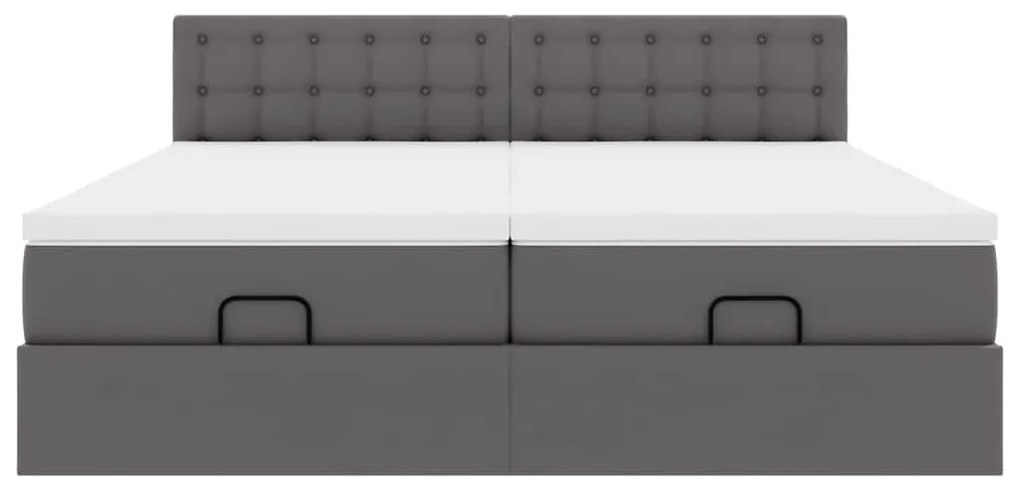 Cama otomana com colchões &amp; LEDs 180x200 cm couro artificial