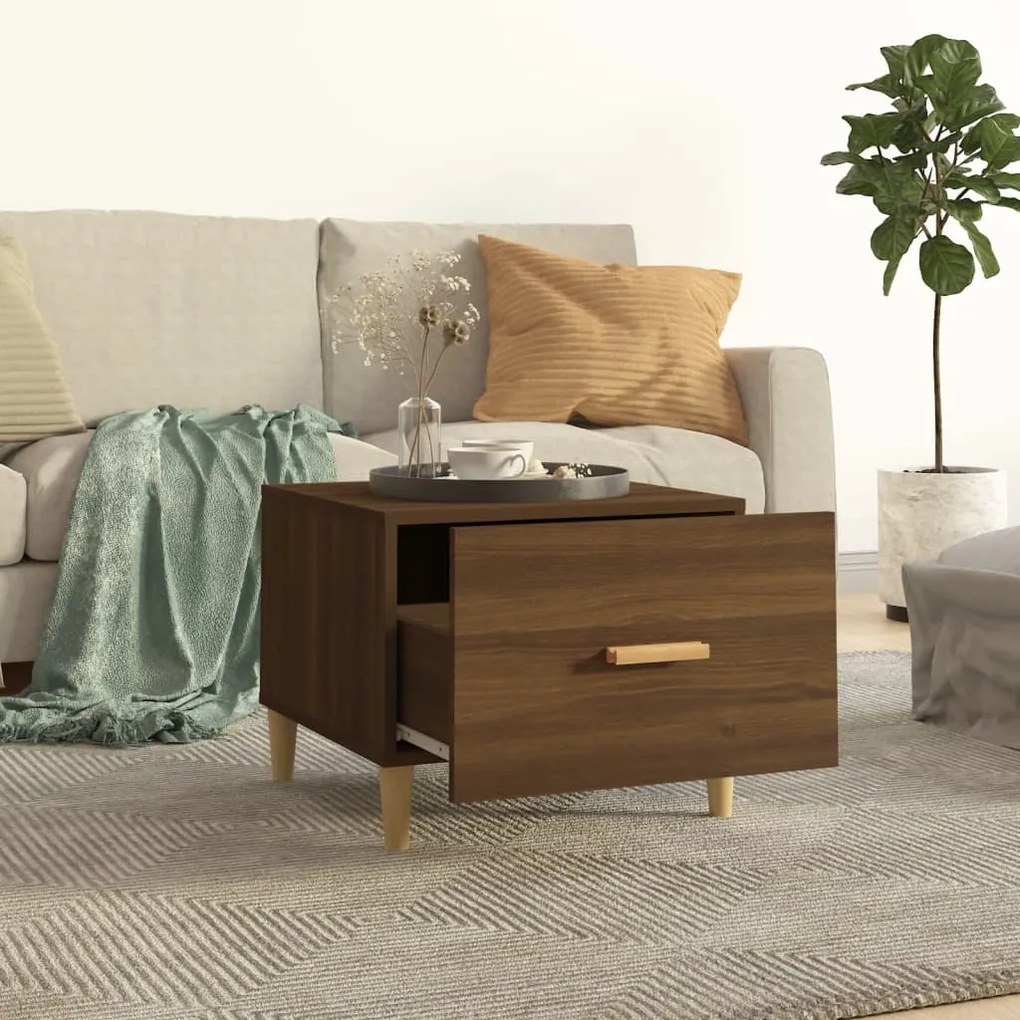 Mesa centro 2 pcs 50x50x40 cm madeira proc. carvalho castanho