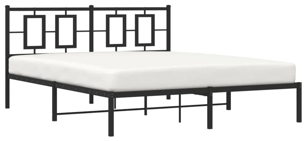 Estrutura de cama em metal com cabeceira 150x200 cm preto