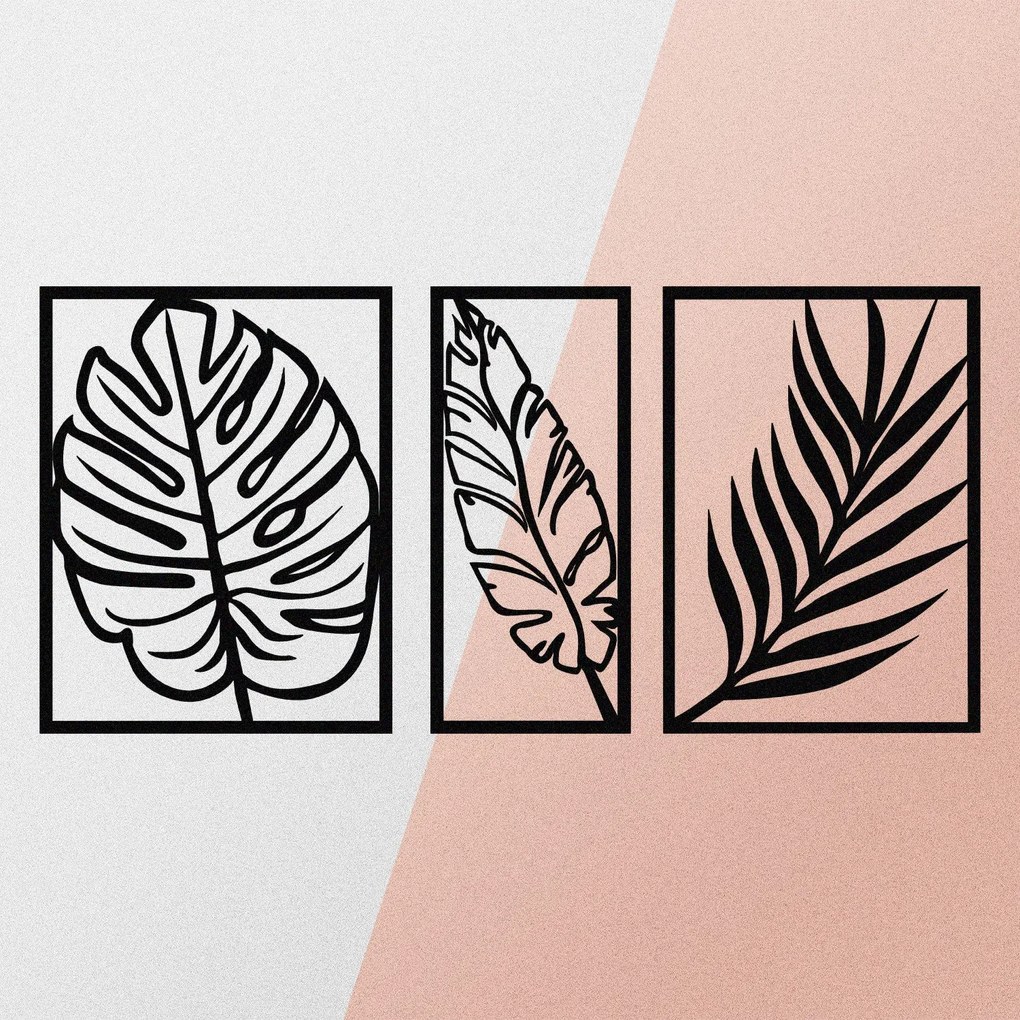 Acessório Decorativo de Parede Leaf2 – Preto – 80 x 38 cm