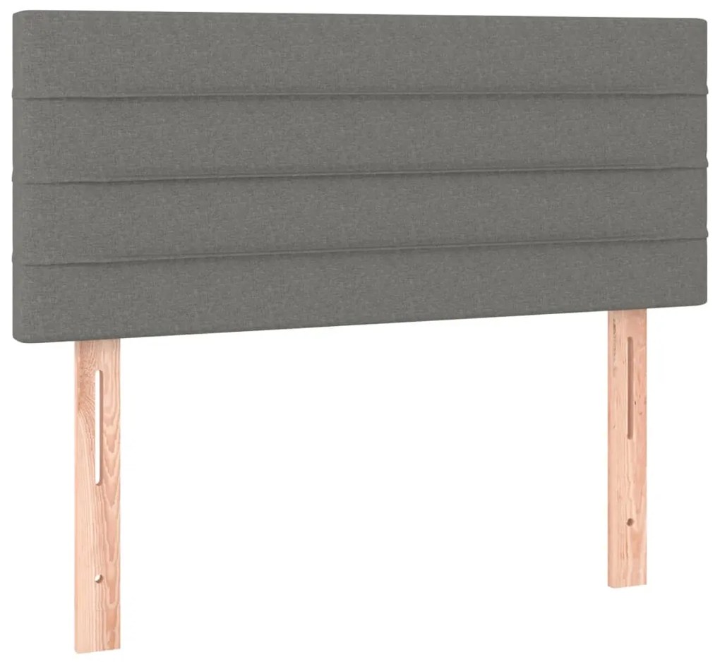 Cabeceira de cama c/luzes LED tecido 100x5x78/88cm cinza-escuro