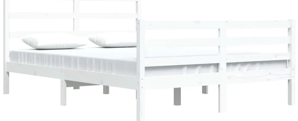 Estrutura de cama 160x200 cm madeira de pinho maciça branco