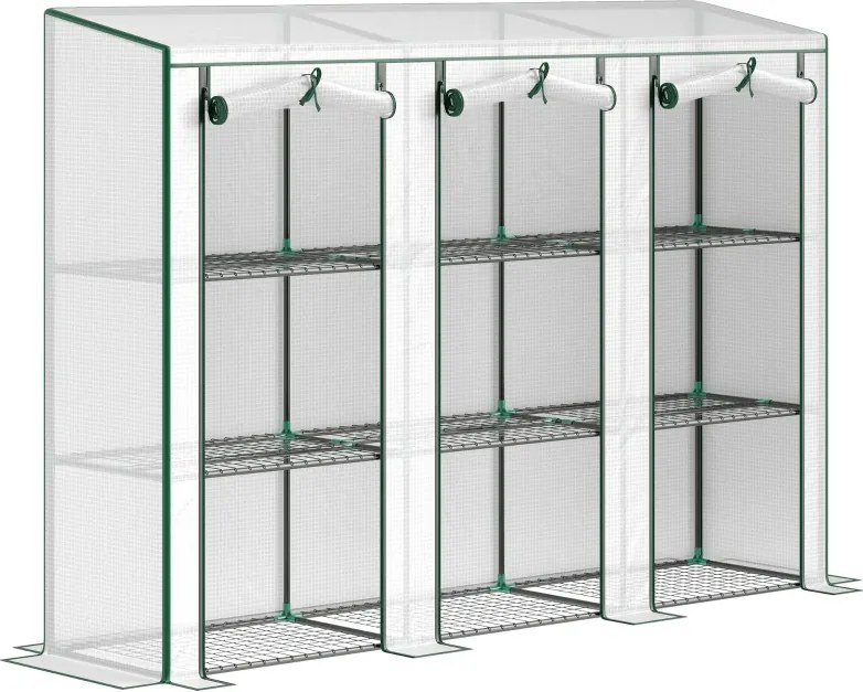 Estufa Pequena com Prateleiras de 3 Níveis Portas com Fecho de Correr Estufa para Cultivar 215x46x151 cm Branco
