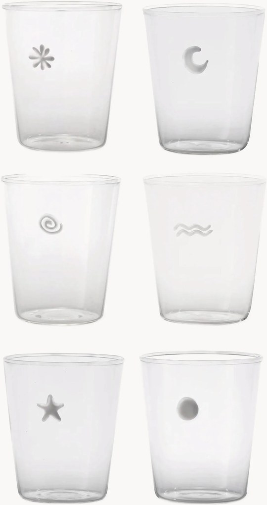 Copo de vinho branco artesanais Symbols, conjunto de 6