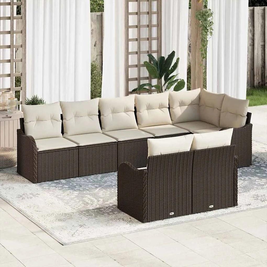 Conjunto de Sofá de Jardim vidaXL de 8 Peças com Almofadas em Rattan M