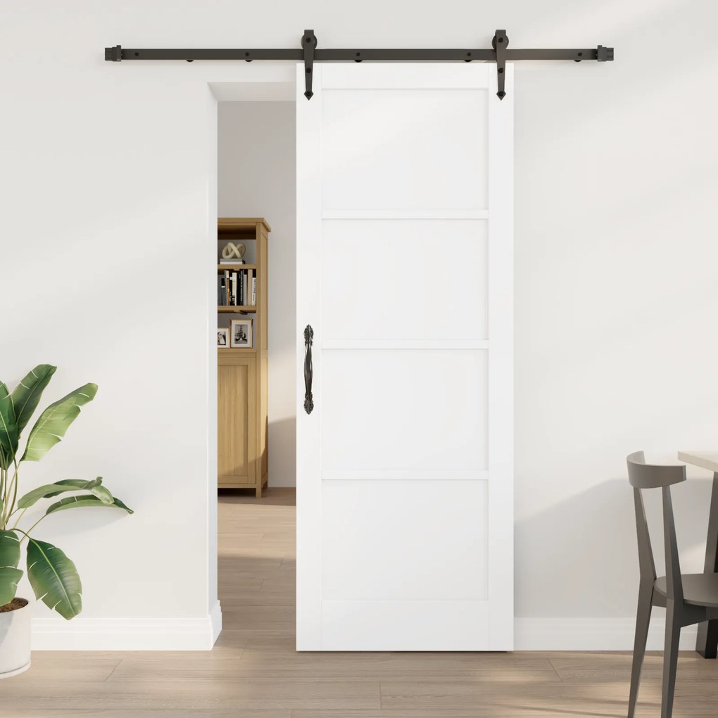 Porta Deslizante vidaXL com Conjunto de Ferragens Branca 78x211 cm Madeira Sólida de Pinho