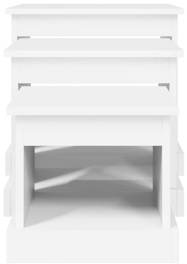 Mesas de centro 3 pcs derivados de madeira branco
