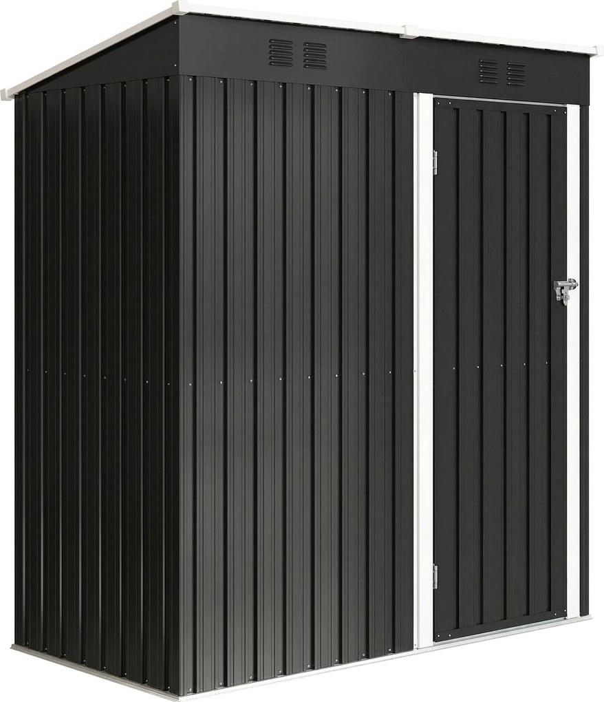 Outsunny Abrigo de Jardim Exterior 1,37 m² 163x90x179 cm com Porta com Fechadura e Grelhas de Ventilação Cinzento Escuro | Aosom Portugal