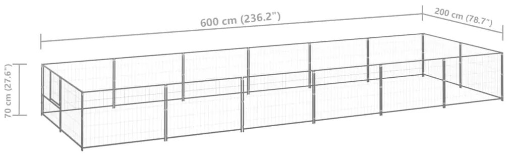 Canil para cães 12 m² aço prateado