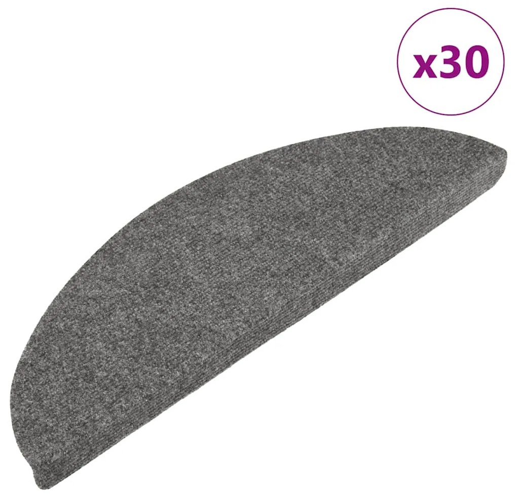 Tapetes de escada adesivos 30 pcs 56x17x3 cm cinzento