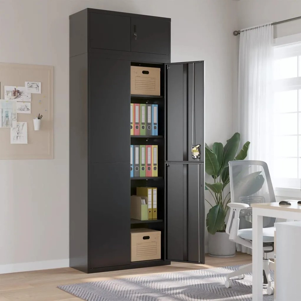 vidaXL Arquivador 90x40x240 cm aço preto