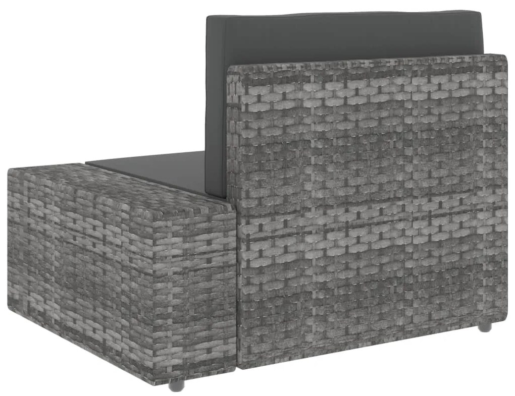 10 pcs conjunto lounge de jardim vime PE cinzento