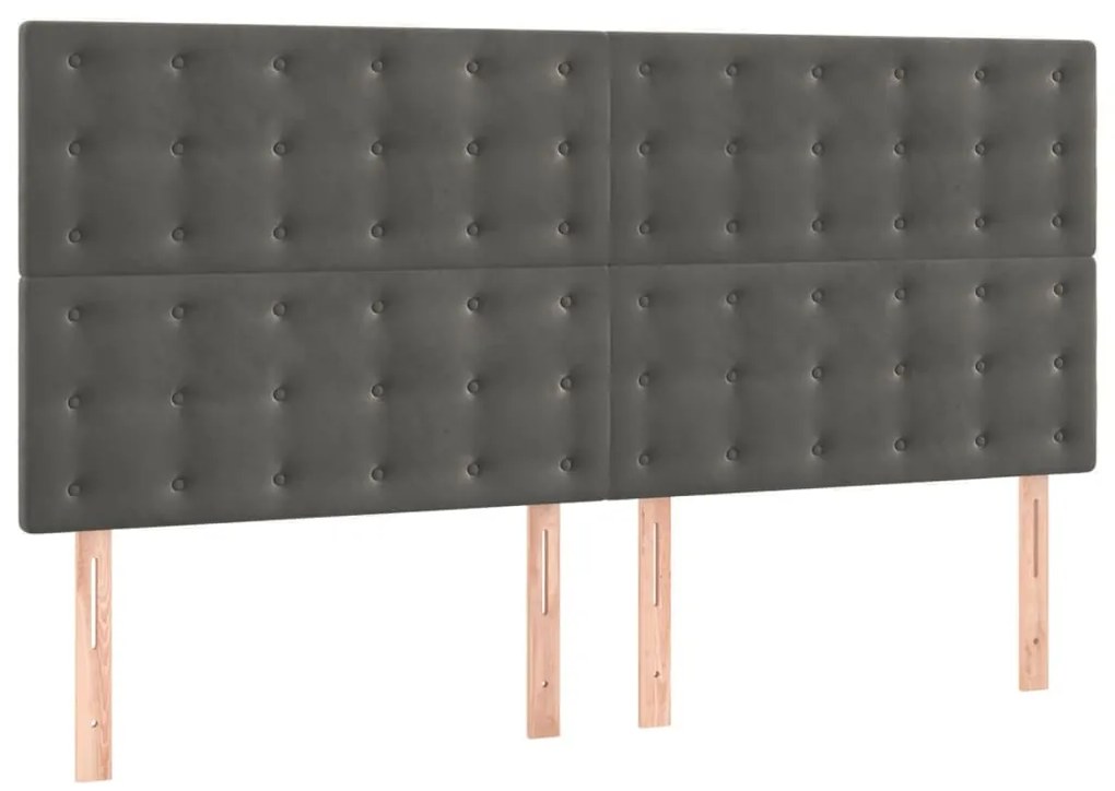 Cama com molas/colchão 160x200 cm veludo cinzento-escuro