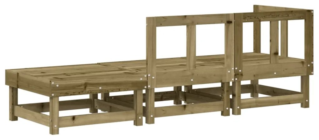3 pcs conjunto lounge de jardim madeira de pinho impregnada