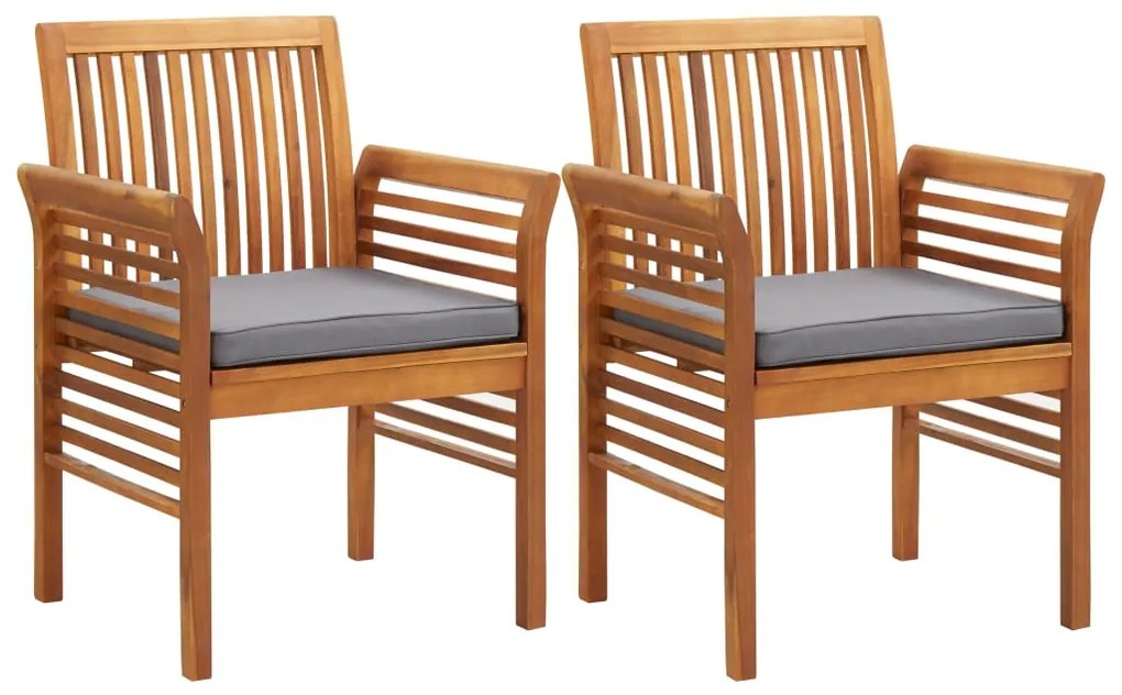 5 pcs conjunto de jantar exterior c/ almofadões acácia maciça