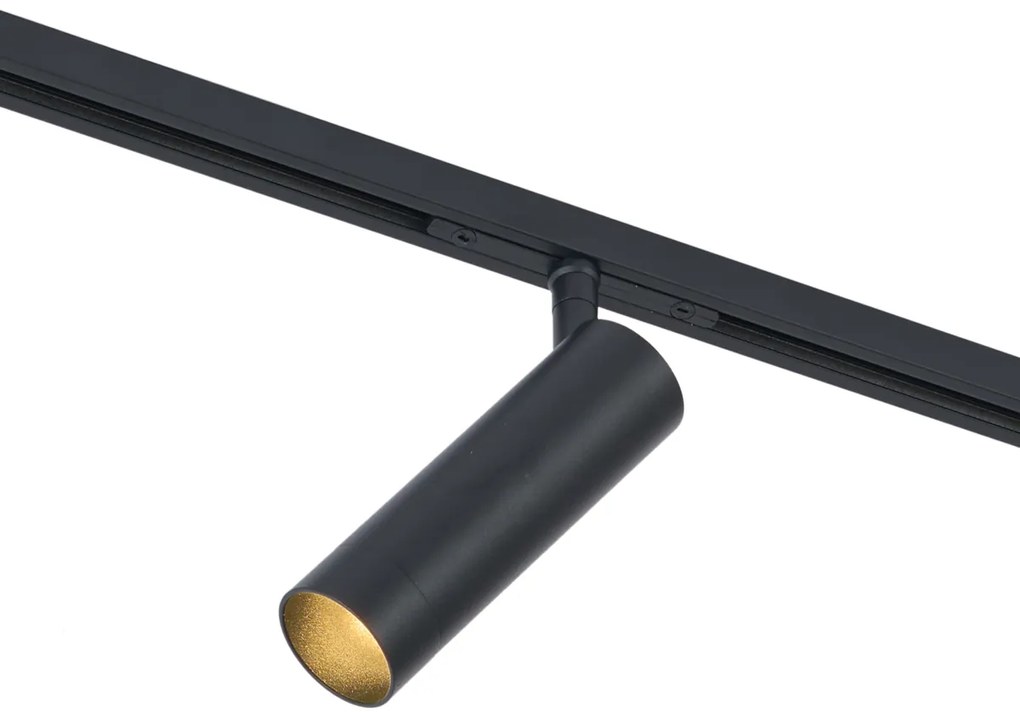 Foco moderno preto para sistema de calha monofásico GU10 35mm - Slimline Uzzy Moderno