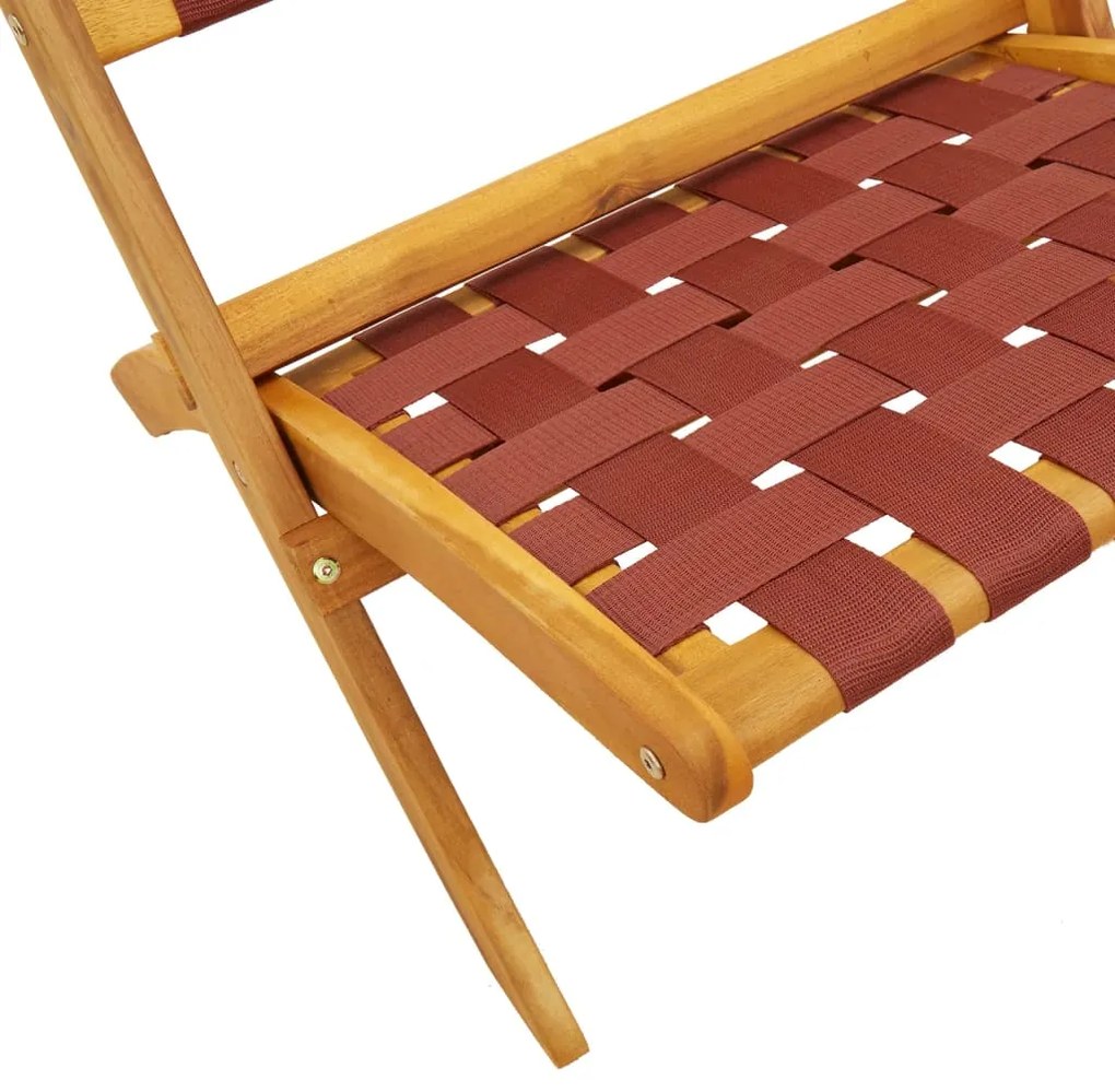 Cadeiras jardim dobráveis 2 pcs c/ mesa madeira maciça vermelho