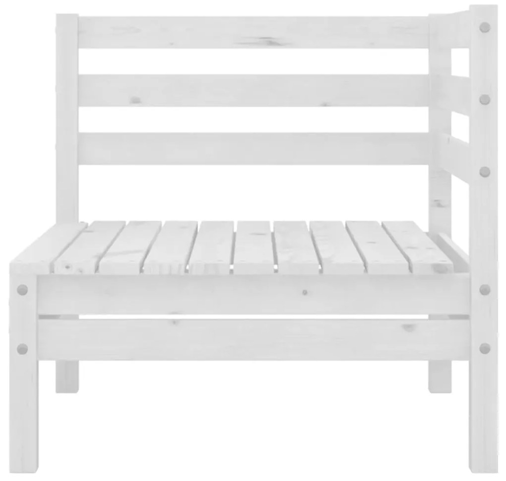 7 pcs conjunto lounge de jardim pinho maciço branco