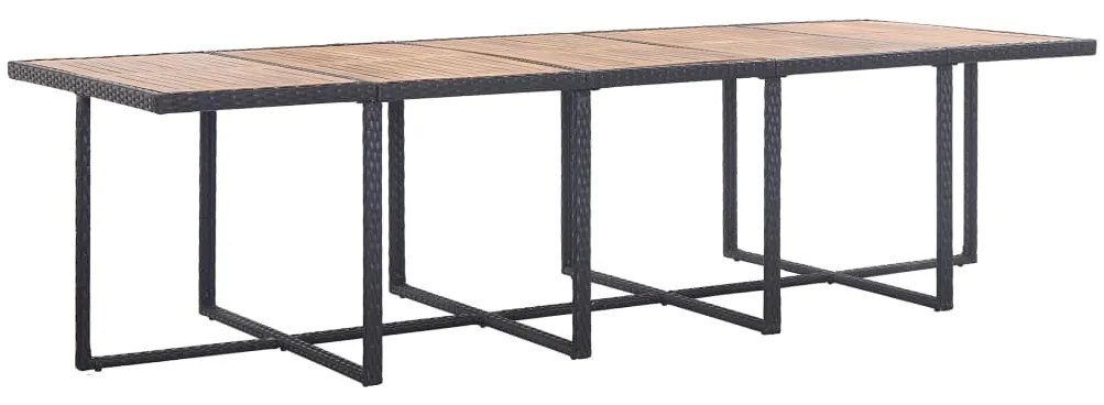 15 pcs conjunto jantar exterior com almofadões vime PE preto