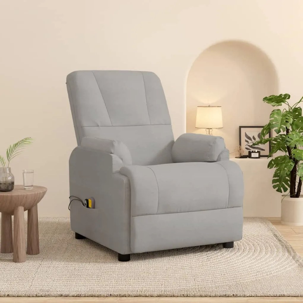 3073838 vidaXL Poltrona massagens elétrica camurça artificial cinza-claro