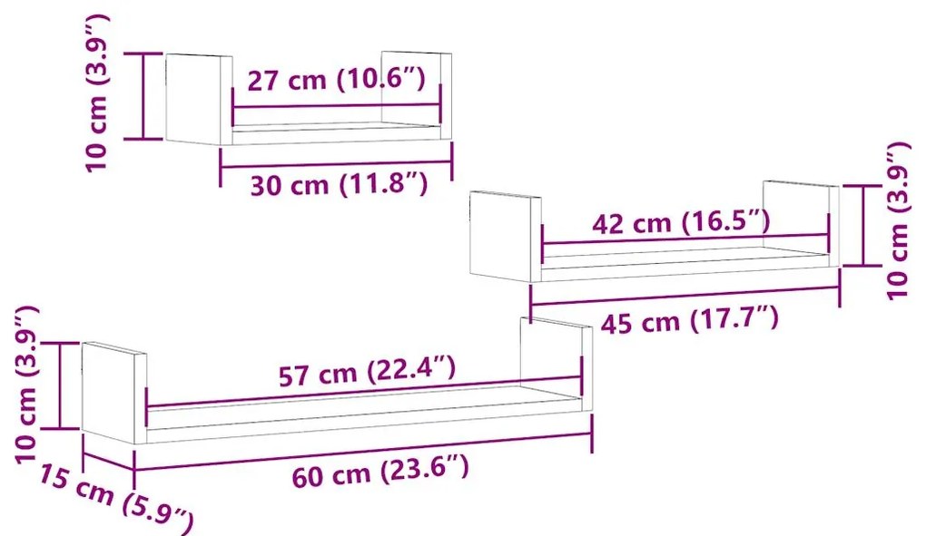 Prateleiras parede 4 pcs derivados madeira carvalho artisiano
