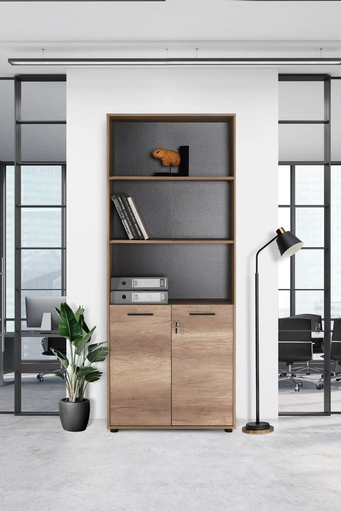 Estante "Noceto" - Nogueira Clara - 72x187x34cm - Design Moderno