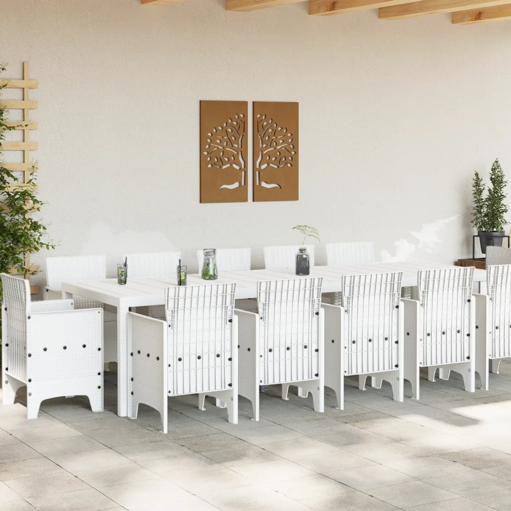 Conjunto de Jantar de Jardim vidaXL com 13 Peças e Almofadas em Rattan