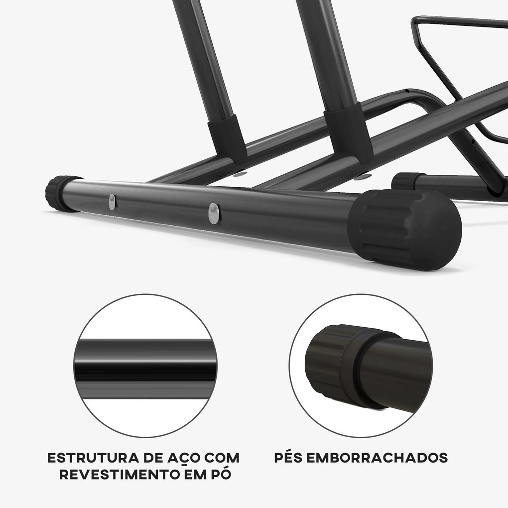 Estacionamento para Bicicletas Suporte para Bicicletas de Aço para Interior e Exterior 59x41x38 cm Preto