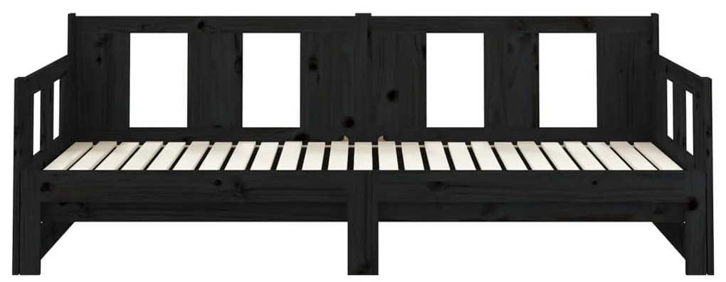 Estrutura sofá-cama de puxar 2x(90x190) cm pinho maciço preto