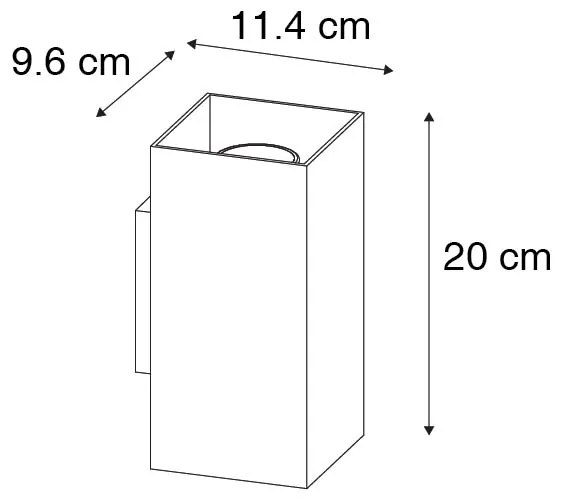 Candeeiro de parede quadrado design preto com interior dourado - Sab