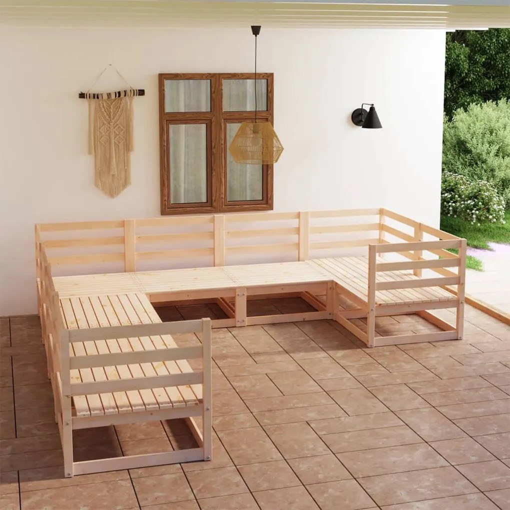 vidaXL 8 pcs conjunto lounge de jardim pinho maciço