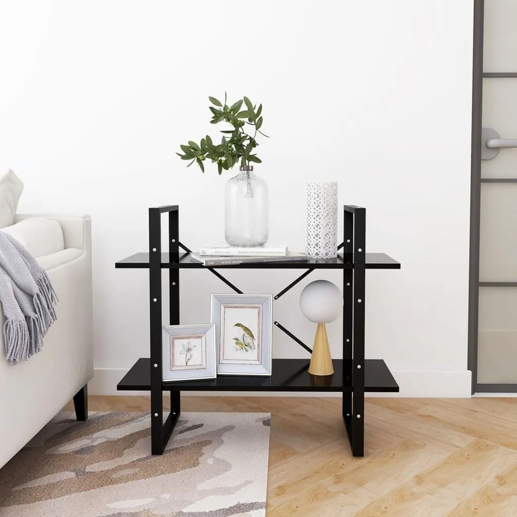 Estante com 2 prateleiras 80x30x70 cm derivados madeira preto