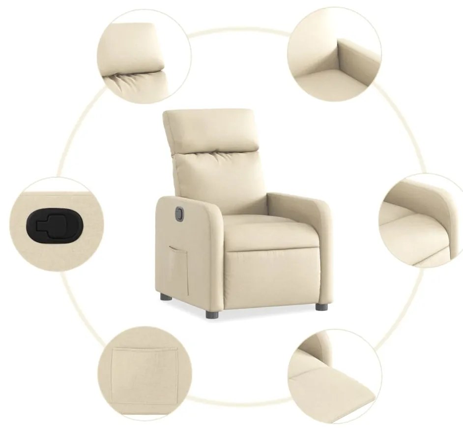 Poltrona reclinável tecido cor creme