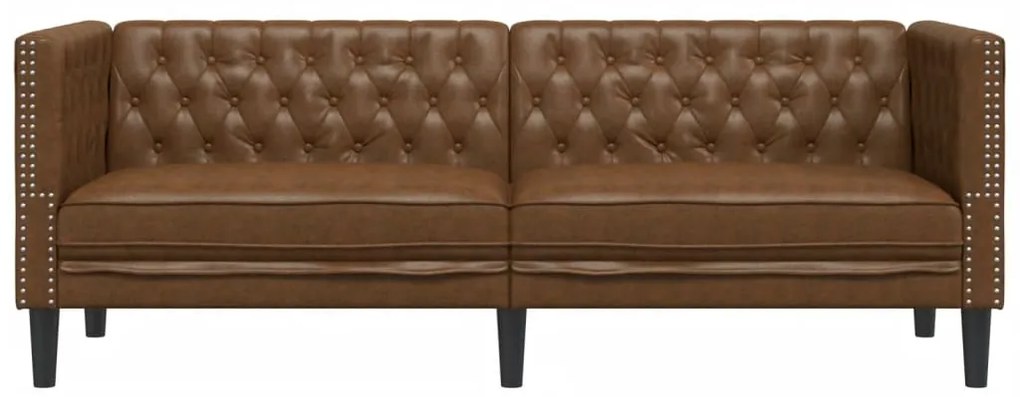 Sofá chesterfield 3 lugares camurça artificial castanho