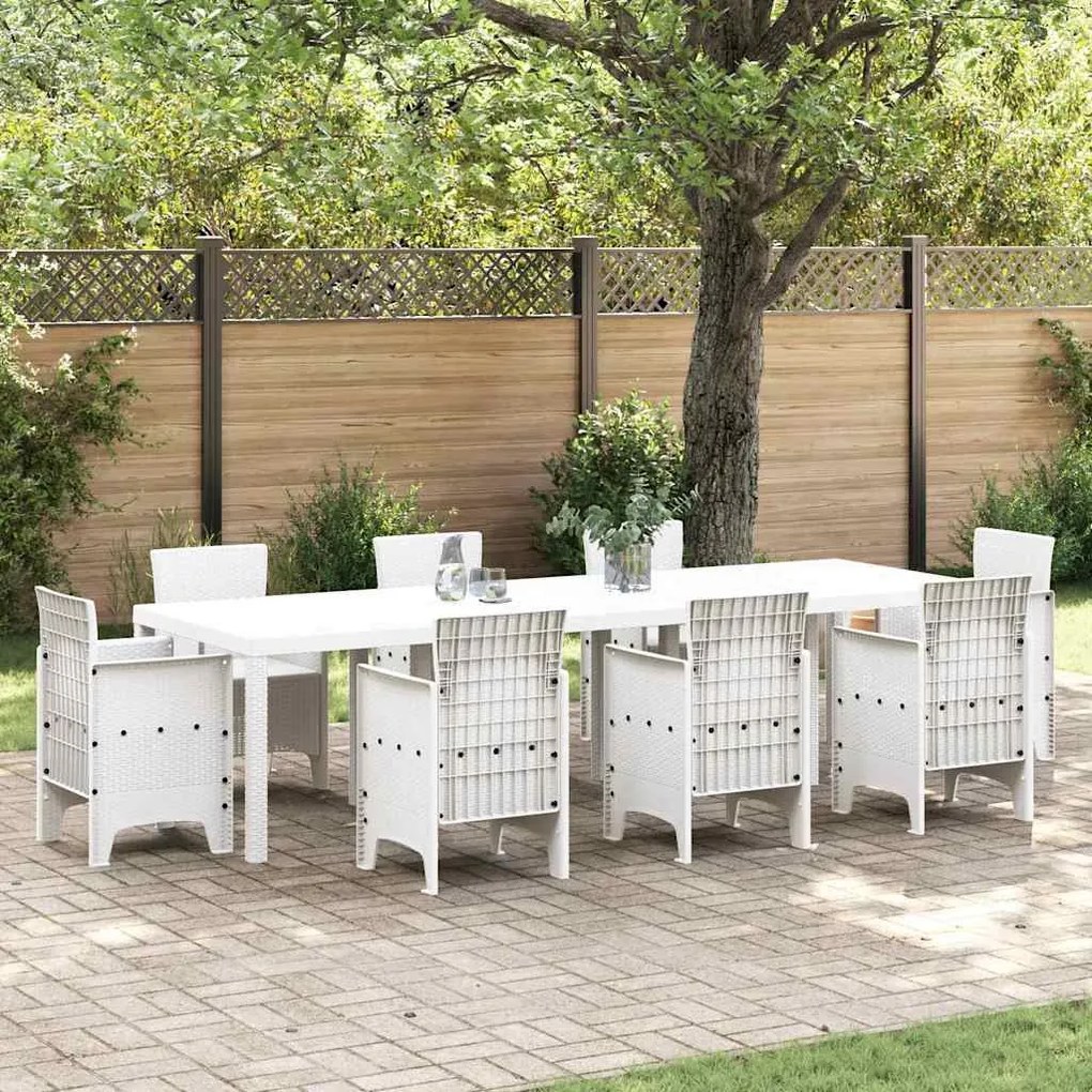 Mesa de Jardim Branca 300x100x73 cm Poly Rattan